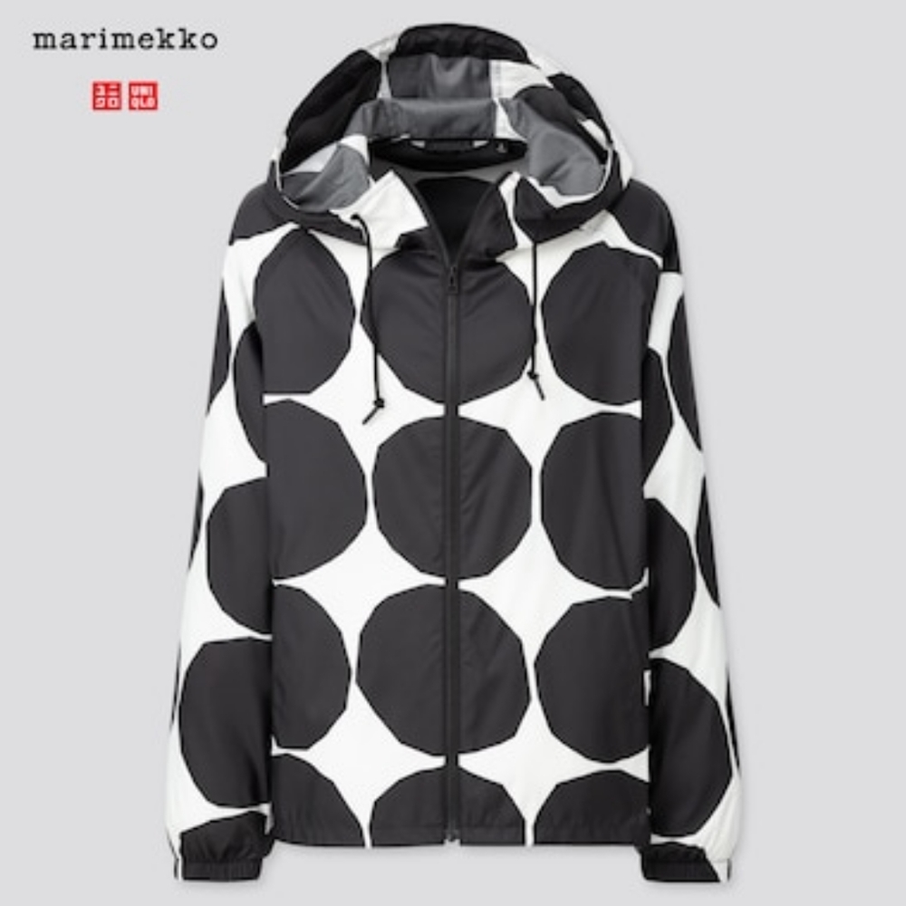 Marimekko Black and White Polka Dot Hooded Jacket